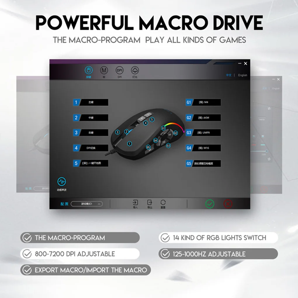 Wired Mouse USB Optical Gaming Peli Programmējamas Datora Spēli Pelēm 4 Regulējams DPI LED RGB Gaismas Makro Peles 2