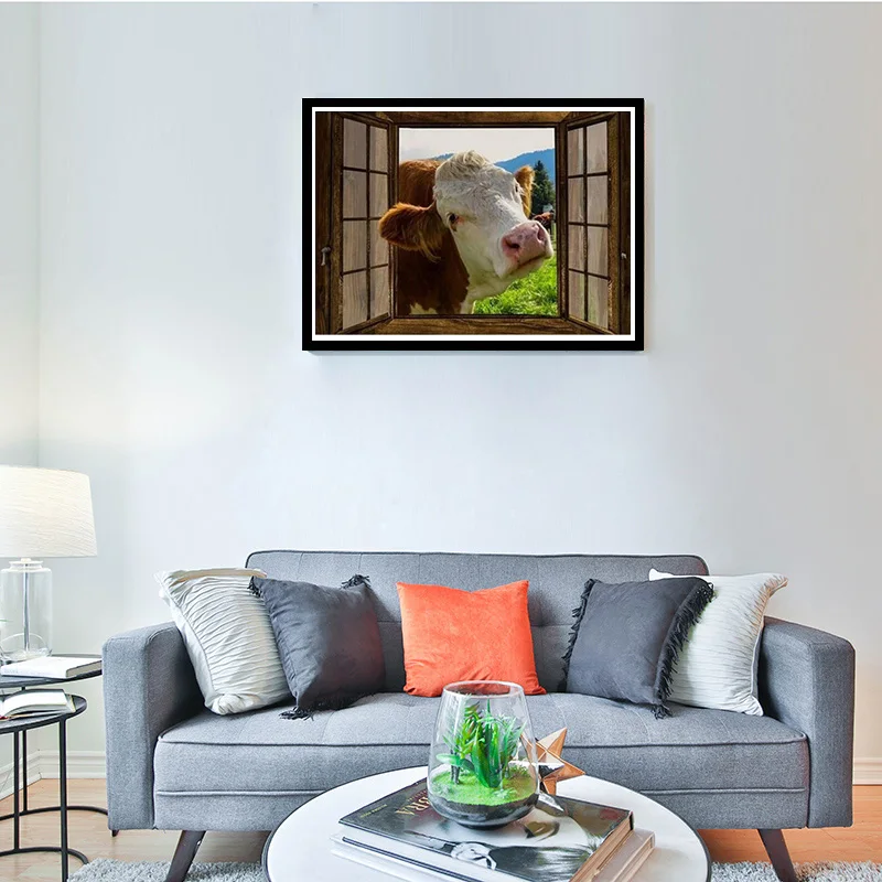 DIY Govs 5D Dimanta Glezna Krustdūrienā Lauksaimniecības Dzīvnieku Dimanta Izšūšanas Komplekti, Pilna Kārta Mozaīkas Rhinestones Dekori Mājas 1