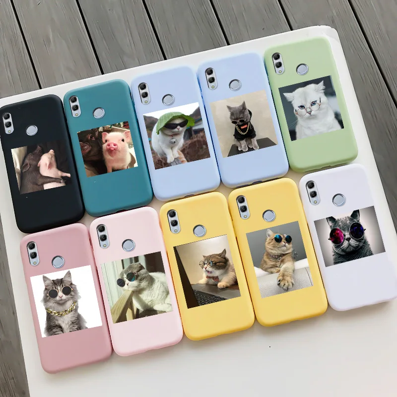 Cute Kaķēns Telefonu Gadījumā Par Godu 10 Lite Gadījumā, Melna Apmale Puķu Mīksta Silikona TPU Apvalka HUAWEI Honor 10 Tālruni Lietu Vāku 5