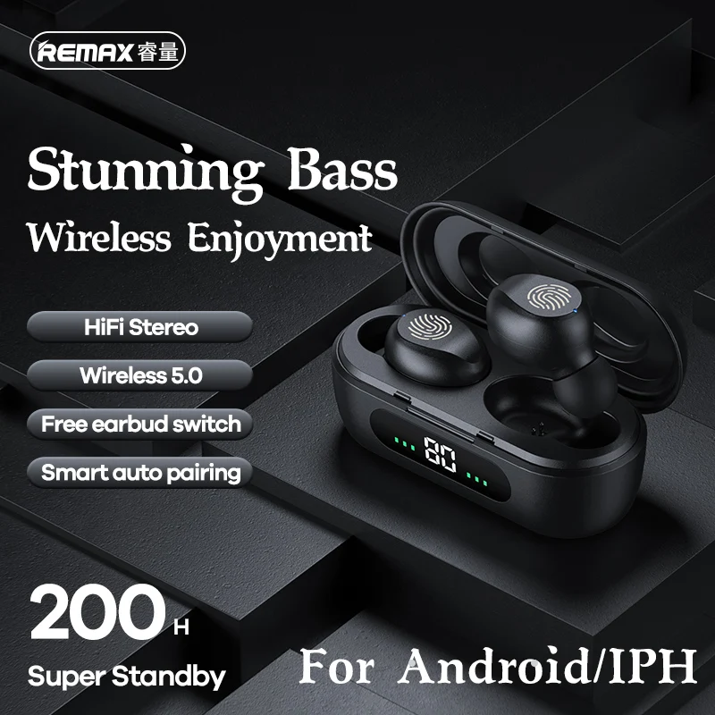 Remax TWS-41 Dinamisku Mini HIFI Trokšņa Samazināšanas Austiņas Stereo Mūzikas Austiņas, LED Displejs, Bluetooth Bezvadu Austiņas ar Mikrofonu 5