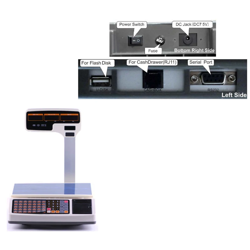 30kg elektronisko digitālo svaru skalas cenu skaitļošanas mērogā saņemšanas printeri lietošanas restorānā vai lielveikalā HS-T30U 0