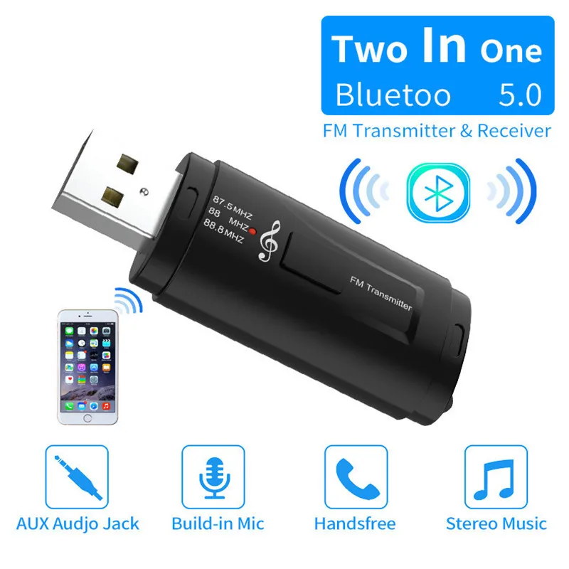 Ir 2021. Jauns FM Raidītājs Automašīnas Bluetooth saderīgu 5.0 Uztvērēju USB Modulators Portatīvo 3,5 mm AUX Audio Mūzikas Atskaņotājs Zvanu Adapteri 4
