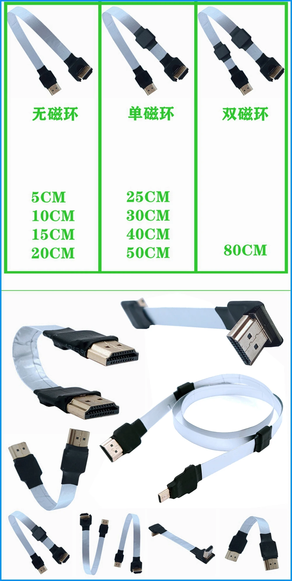 Ražošanas procesu kontroles Lentes Dzīvoklis HDMI-saderīgam Kabeli, 5CM-80CM Micro HDMI-saderīgam Mini 90 grādu Adapteris HDTV FPV Antenu 3