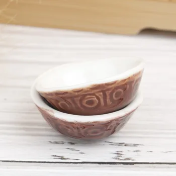 2gab Namiņš Mini Galda piederumi Keramikas Kārtu Rīsu Bļoda Leļļu Nams Virtuves Rotaļlietas