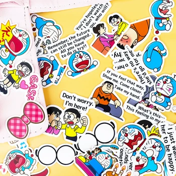 43pcs Radošo Gudrs Self-made angļu Doraemon scrapbooking childbaby Karikatūra Papīra uzlīmes/Ūdensizturīgs kancelejas preces diy uzlīmes