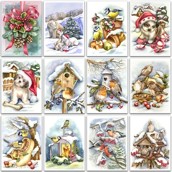 5D DIY Dimanta Krāsošanas Komplekts dzīvniekiem Ziemassvētku dāvanu kaķis, suns Pilnu Kvadrātveida&Apaļā Dimanta mozaīkas izšuvumi krustdūrienā mājas dekoru