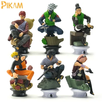 6pcs/set Narutoo Darbības Rādītāji Anime Uzumaki Attēls Sasuke Gaara Statuetes Kakashi Figura PVC Kolekcijas Modelis, Rotaļlietas, Bērnu Dāvanas
