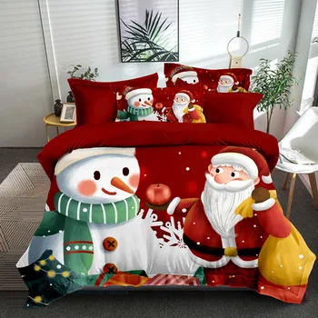 Aggcual Ziemassvētku gultas komplekts luksusa divguļamā gulta cute Santa Claus bed cover set pilna izmēra karikatūra mājas tekstila apdare be116