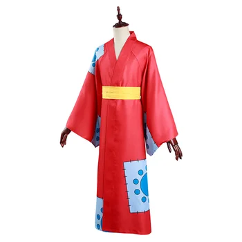 Anime Viens Gabals Cosplay Kimono Luffy Wano Valsts Loka Cosplay Kostīmu Sarkanā Kimono Yukata Apģērbs Pielāgota Karnevāla Kostīmu Ball