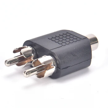 Audio-Video Plug Connctor Y Sadalītāja RCA 3.5 Stereo Sieviešu Ligzdu Uz 2 RCA Male Plug Adapteris Austiņu Y Audio Adapteri Konvertētājs 0