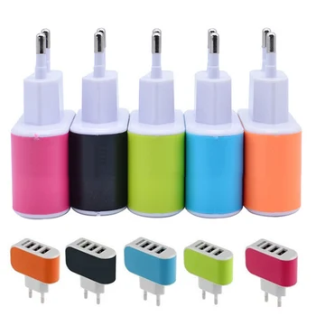 Candy Color 3 USB Porti, Lādētāju, 5V ES Plug 3usb 3 Porti USB Sienas Lādētājs Adapteri IPhone X 8 7 Samsung S6 S7 S8