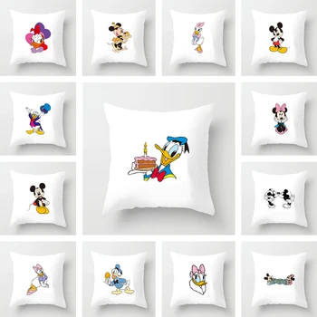 Disney Mickey Minnie Donald Duck Dekoratīvā spilvendrāna baltā spilvendrānā spilvenu guļamistaba, viesistaba, Mājas apdare, spilvendrāna