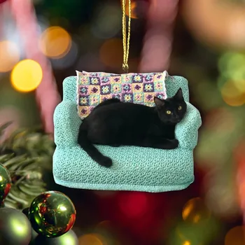 Gudrs Kaķis Koka Sarakstā Dīvāns Personalizētu Kulons Rotājums Mājās Jauno Gadu Dekori Bērniem Rotaļlietas Ziemassvētku Eglīte Apdare