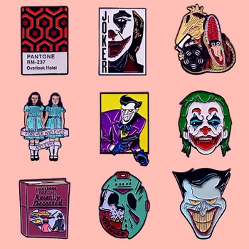 Halloween Joker Klauns Cieto Emaljas Piespraudes un Brošas Sieviešu Atloks Pin Mugursoma Somas Žetons Dāvanas Modes Rotaslietas 0