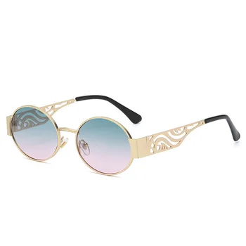 Ir 2021. Metāla Ovālas Steampunk Saulesbrilles Sieviešu Modes Ārā, Saules Brilles Luksusa Dizaina Retro Sieviešu Iepirkšanās Briļļu Oculos UV400