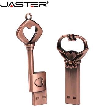 JASTER vara mīlestības sirds formas taustiņu flash drive USB 2.0 pen drive 4gb 8gb 16gb 32gb 64GB metāla atslēgas memory Stick kāzu dāvanu