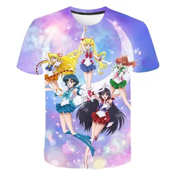 Jauno Modes 3D T Krekls Sailor Moon Vīriešiem, Sievietēm, Bērniem, Ikdienas Streetwear Zēns Meitene Bērniem Iespiests T-Krekls Modes Vasaras Topi Tee