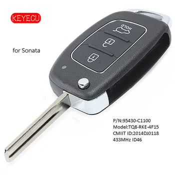 Keyecu Flip Tālvadības Atslēgu Fob, 3 Pogas 433MHz ID46 Čipu par Hyundai Sonata 2016 2017 P/N: 95430-C1100