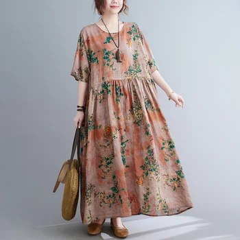 Lielgabarīta Vasaras Vintage Ziedu Korejas Stila Kleita Sievietēm Ilgi Mujer Femme Sieviete Pludmales Stilā Jaunu Modes Dāmas Kleitas 2021