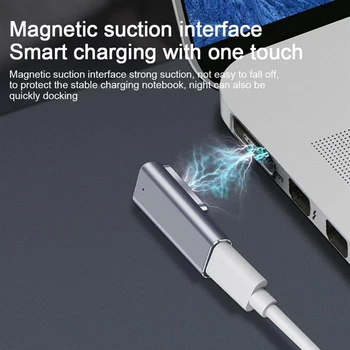 Magnētiskā USB C Adapteri, C Tipa, lai Magsaf* 2 Pieslēgvietas PD Ātrās Uzlādes Adapteris Priekš MacBook Air/Pro W/Indikators 0