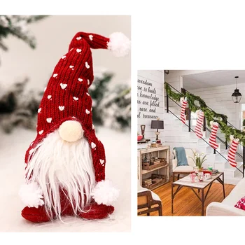 Meža Vecis Ziemassvētku Gnome Rotājumi Smieklīgi Pastāvīgā Plīša Lelles Jauno Gadu Apdare Forester Adīta Cepure Sēž Lelle Dāvanas