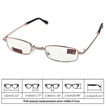 Mini Salokāms Lasīšanas Brilles Vīrieši Sievietes Metāla Pilna Kadra Gadījumā Briļļu Ar Lietā +1.0 +1.5 +2.0 +2.5 +3.0 +3.5 +4.0 0