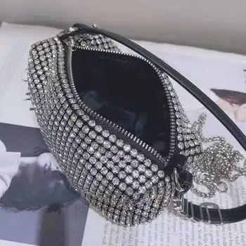 Mulheres diamante klaiņot-saco para 2021 feminino dizaina de embreagem marca de luxo bolsas de ombro bolsa de couro pu brilhante plīts virsmas