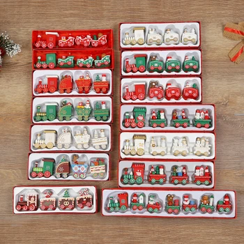 Priecīgus Ziemassvētkus Mini Koka Vilcienu Krāsotas Santa Bērnu Rotaļlietu Rotājumu Sniegavīru ZIEMASSVĒTKI Mājās Apdare Kulons 2022 Jaunā Gada Dāvanu