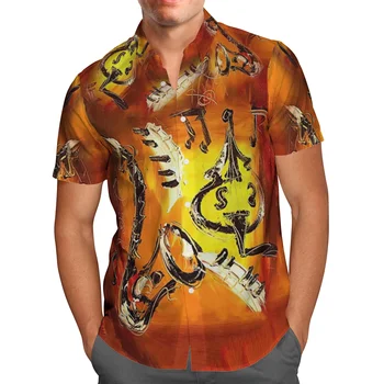 Rock Mūzikas 3D Pludmale Havaju 2021. Gada Vasarā Anime Krekls ar Īsām Piedurknēm Krekls Streetwear Lielgabarīta 5XL Camisa Sociālo Chemise Homme-90 0