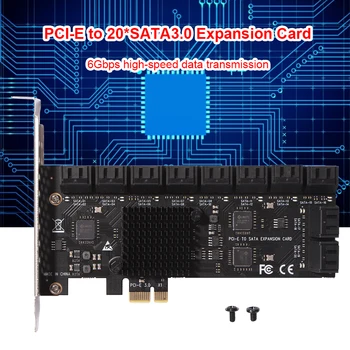 SA3112J PCIE Adapteri 20 Portu SATA Kontrolieris PCI Express X1, lai SATA3.0 6Gbps Interfeisa Ātrums Paplašināšanas Karti Desktop PC