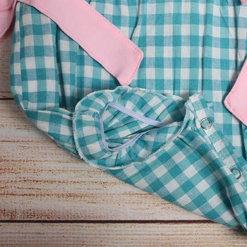 Vasarā Meitenes Drēbes Zilā Pleds Rozā Priekšgala Bez Piedurknēm Trīs Saldējums Izšūšana Modeļi Toddler Bērnu Kombinezonus