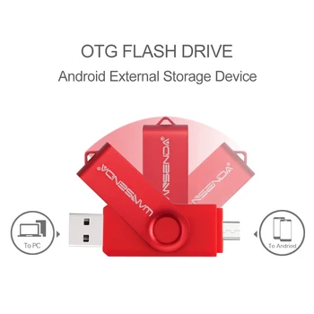 WANSENDA ātrgaitas OTG USB Flash Drive Metāla Pen Drive 16GB 32GB 64GB, 128GB un 256 gb Pendrive Ārējās atmiņas USB Atmiņas karte memory Stick