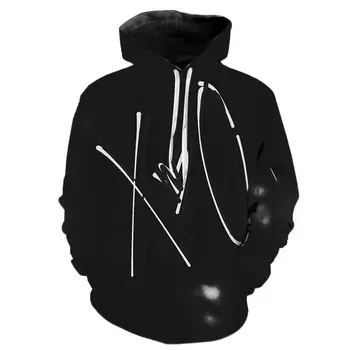 XO The Weeknd Hoodies 3D Drukas Pavasarī Ziemas garām Piedurknēm Vīriešu/Sieviešu Krekls Gadījuma Streetwear Harajuku Stils Brīvs Tops pelēkā vārna