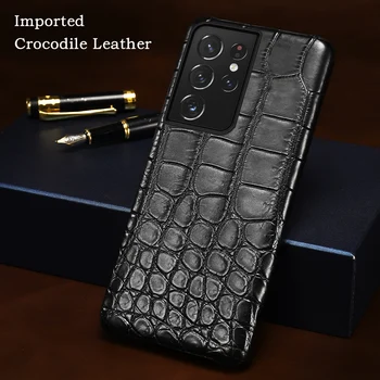 Dabas Krokodila Ādas Matētu Vāciņu Case for Samsung Galaxy S21 Ultra S20 FE S10 S21 Plus Piezīme 20 Ultra A71 A72 A51 A52 1