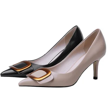 Ir 2021. Sieviešu sandales Modes gadījuma ērti vidēja papēža Kleitu kurpes temperaments vienas ādas kurpes 1