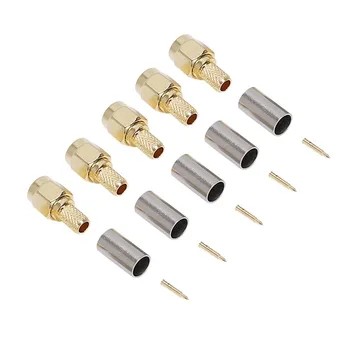 Augstas Kvalitātes 5gab SMA Male Plug RF Koaksiālie Savienotājs Cemme Par RG58 RG142 RG400 LMR195 RG223 2