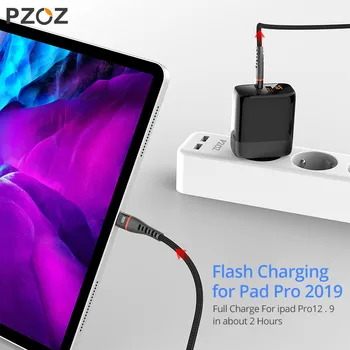 PZOZ 100W USB C USB C Tipa Kabeli Ātri Uzlādēt 4.0 PD 5.A Ātri maksu Par MacBook iPad Samsung Xiaomi 60W USBC Lādētāja Vads 2