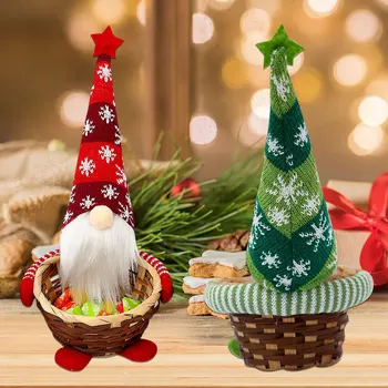 Jauni Ziemassvētku Rotājumi Konfektes Grozā Sejas Gnome Santa Grozu Bērniem Dāvanu Kastē Apdare, Mājas Apdare 3