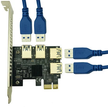 PCIe 1 līdz 4 PCI express 16X Stāvvadu Ieguves Karte PCI-E 1X, lai Ārējās 4 PCI-e slots SATA Barošanas BTC Miner Antminer Ieguves 3