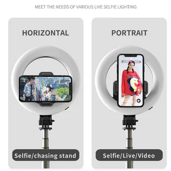 RUZSJ Q07 Bezvadu Bluetooth Selfie Stick Ar 6inch LED Gredzens Fotogrāfija Gaismas Salokāms Statīvs Monopod iPhone VIEDTĀLRUŅIEM 3