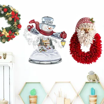 Ziemassvētku Rotājumi Logu Stikls Santa Claus, Sniegavīrs Vainags Modelis Apdare, Uzlīmes, Ziemassvētku Rotājumi, Logu Decals 3