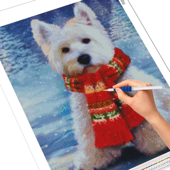 Evershine Dimanta Izšuvumi Suņa Attēlu, Rhinestone Cross Stitch Dimanta Krāsošana Dzīvniekiem Mozaīkas Komplekts 5D DIY Ziemassvētku Dāvanu 4