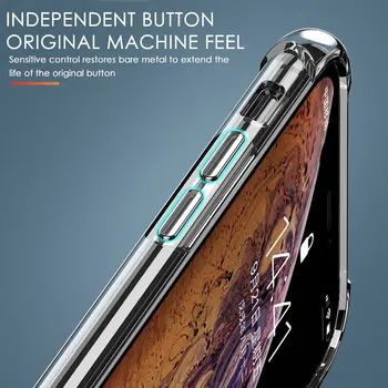 Luksusa Triecienizturīgs Silikona Tālrunis Lietā Par iPhone 11 7 8 6 6S Plus XR XS 11 12 13 Pro Max Gadījumā, Caurspīdīgs Aizsardzības Aizmugurējo Vāciņu 4