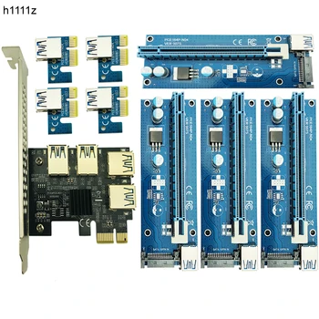 PCIe 1 līdz 4 PCI express 16X Stāvvadu Ieguves Karte PCI-E 1X, lai Ārējās 4 PCI-e slots SATA Barošanas BTC Miner Antminer Ieguves 4