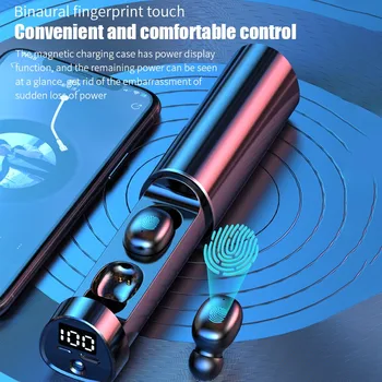 TWS Bezvadu Earbuds Bluetooth Austiņas Lādēšanas Kaste Ar Lukturīti Ūdensdrošs IPX7 Trokšņa Slāpēšanas 9D Stereo Austiņas 4
