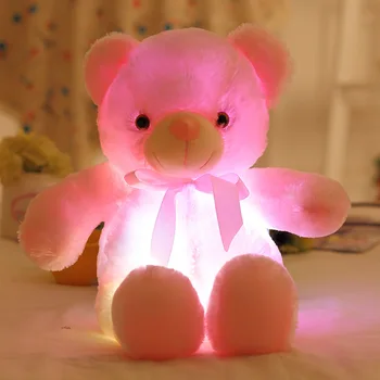 30/50/80CM LED Krāsains Kvēlojošs Gaismas Plīša Bērnu Rotaļlietas Apgaismojums Pildījumu Lācis lācīti Jauki Dāvanas grils 5