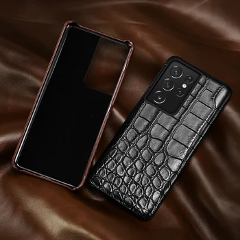 Dabas Krokodila Ādas Matētu Vāciņu Case for Samsung Galaxy S21 Ultra S20 FE S10 S21 Plus Piezīme 20 Ultra A71 A72 A51 A52 5