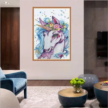 Dimanta glezna, Karikatūra Unicorn Poniju gudrs suns pāvs Cross Stitch Rhinestone Izšuvumi Mājas bērnu istabas Dekors sienas uzlīme 5