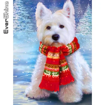 Evershine Dimanta Izšuvumi Suņa Attēlu, Rhinestone Cross Stitch Dimanta Krāsošana Dzīvniekiem Mozaīkas Komplekts 5D DIY Ziemassvētku Dāvanu 5