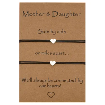 ZWPON Mātes Diena Dāvanu Sudraba Mīlestību Sirdī Piekariņi Kartes Aproces, Māte un Meita Dāvanu Kartes Mīlestības Talismani Aproces 5